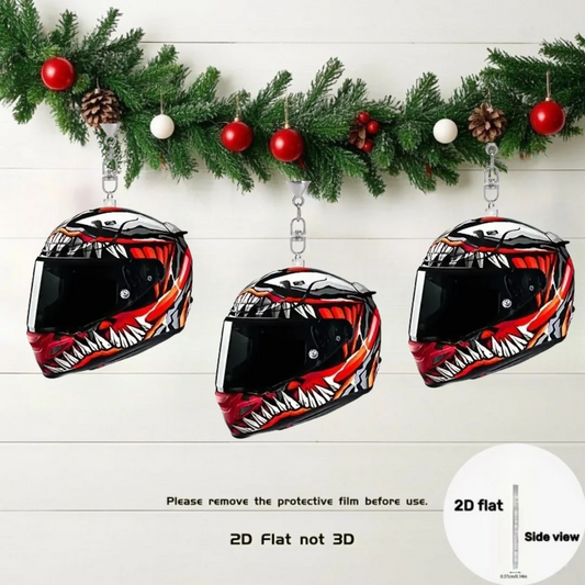Vintage Motorcycle Helmet 2D Acrylic Keyring Pendant