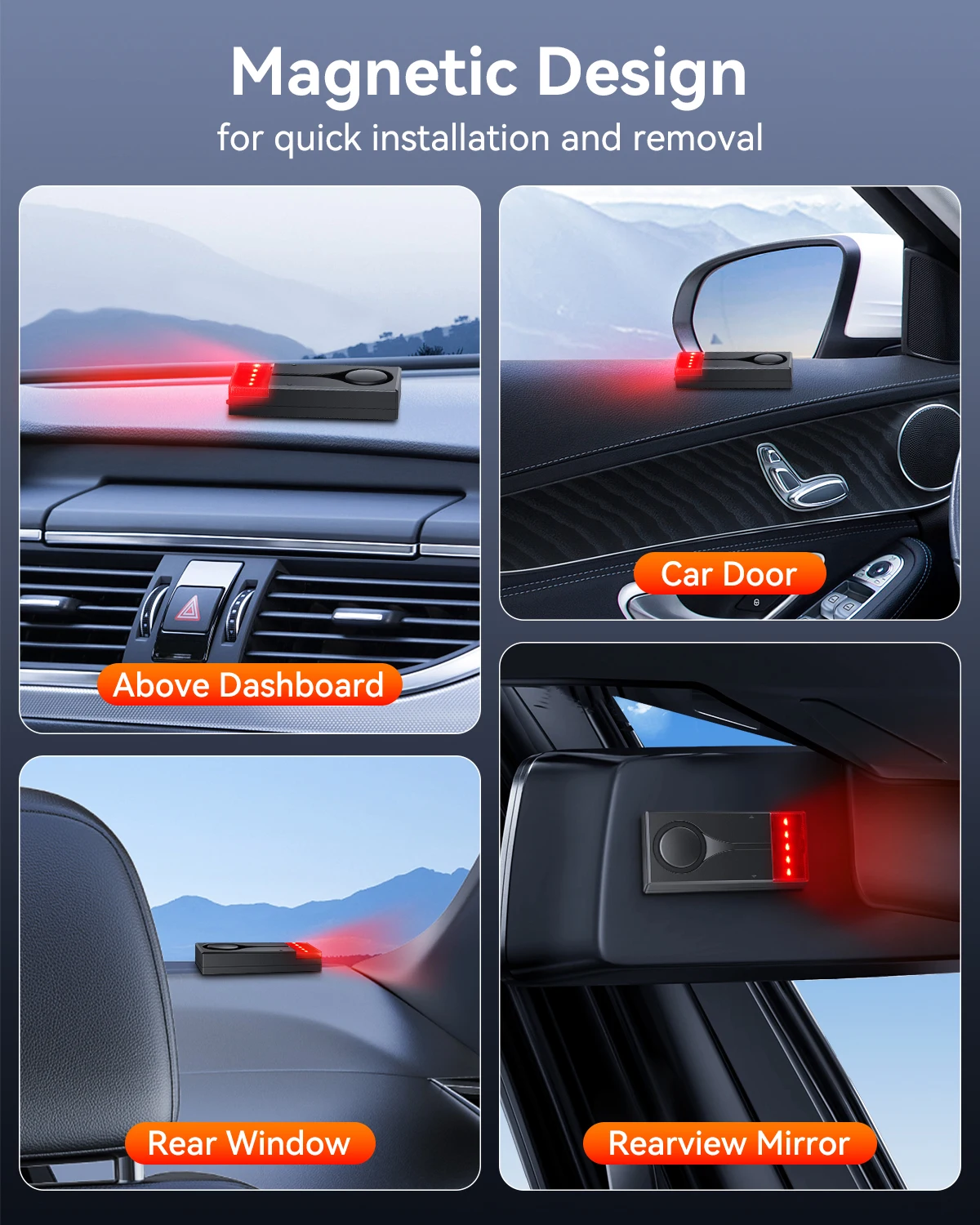 108dB Wireless LED Car Alarm with Vibration Sensor and Remote