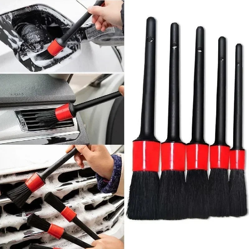 Zeno Car Detailing Brushes for Wheels, Engine, Emblems and Vents — 5 Piece Set