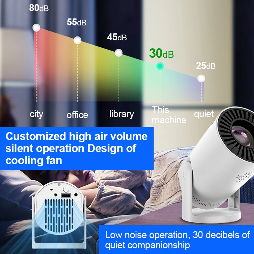 GerTong Wi-Fi 6 HD Smart Projector with Smartphone Mirroring