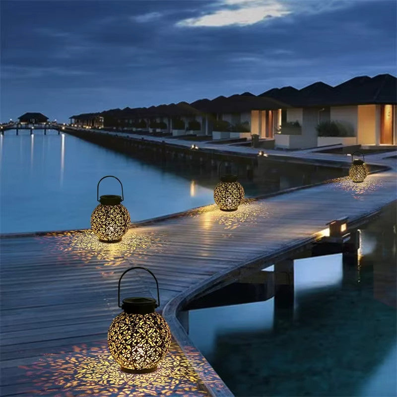 Waterproof Solar Metal Hanging Lantern with Garden Projection