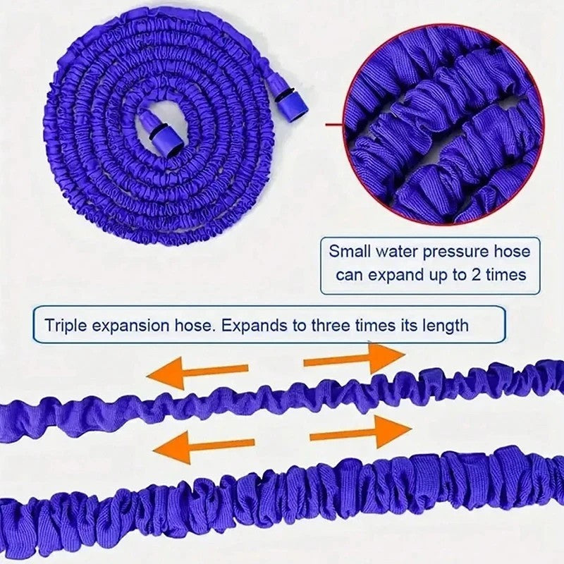 Expandable Anti-Kink Garden Hose with 7-Function Spray Gun