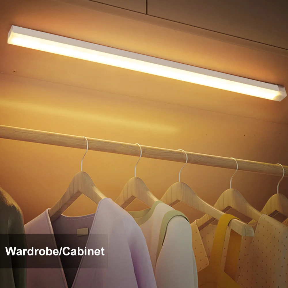 USB Rechargeable Magnetic PIR Motion Sensor LED Strip Light for Cabinets