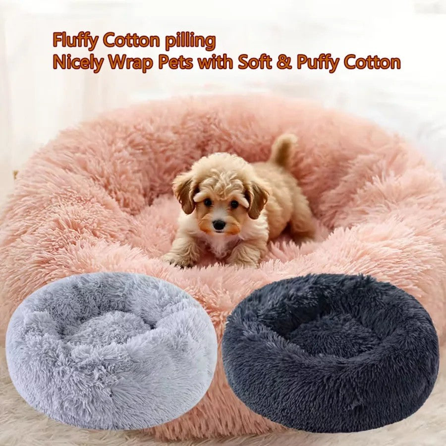 Cardys XL Washable Calming Donut Plush Dog and Cat Bed