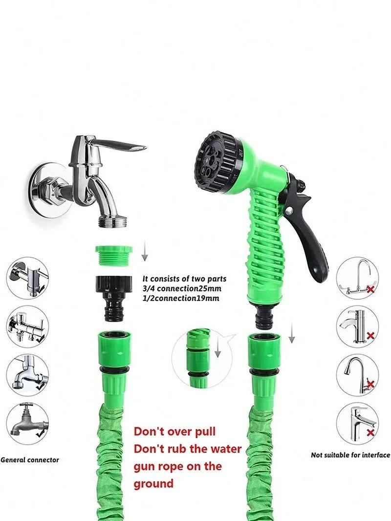 Expandable Anti-Kink Garden Hose with 7-Function Spray Gun
