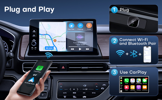 Spedal CA525-T2 Compact Plug-and-Play Wireless CarPlay and Android Auto Adapter