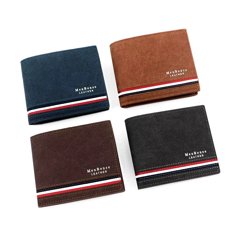 Men's Slim PU Leather Card Holder Wallet with Zip Coin Pocket and Money Clip