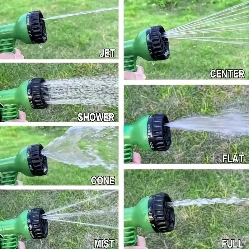 Expandable Anti-Kink Garden Hose with 7-Function Spray Gun