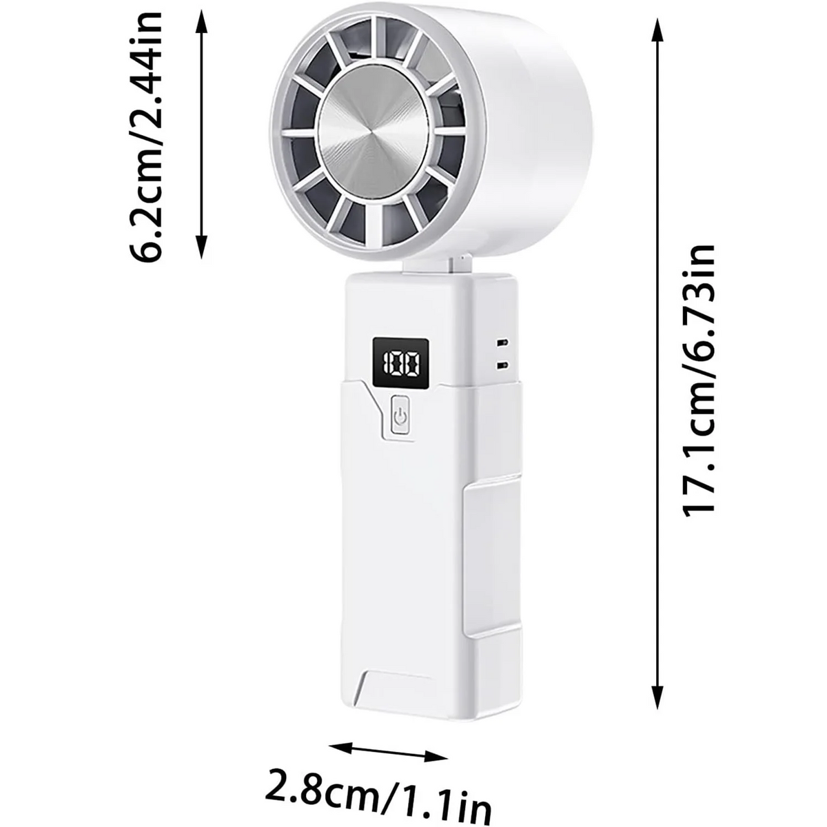 JPNPL USB Rechargeable Foldable Handheld/Desktop Fan with Real-Time Display