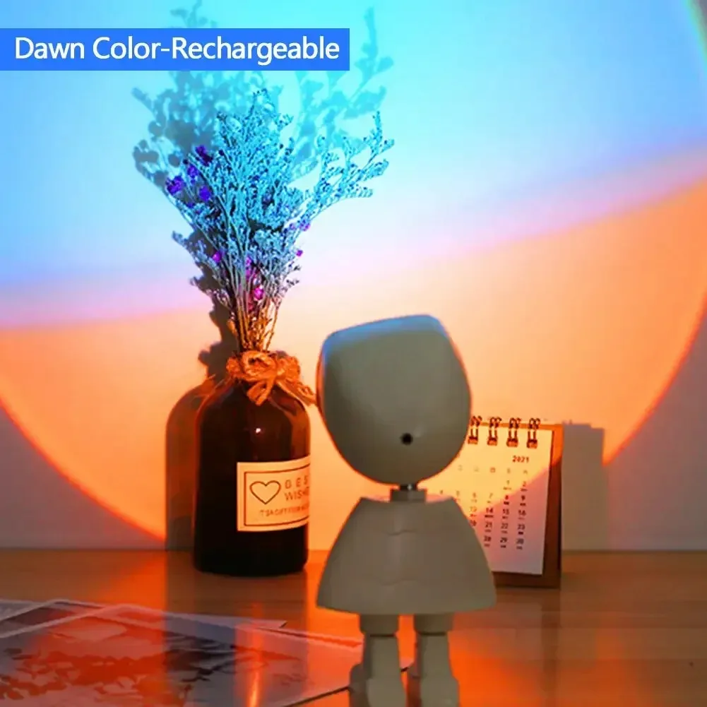 Astronaut 360° Rotating Sunset and Rainbow Projector Night Light, 7 Colours