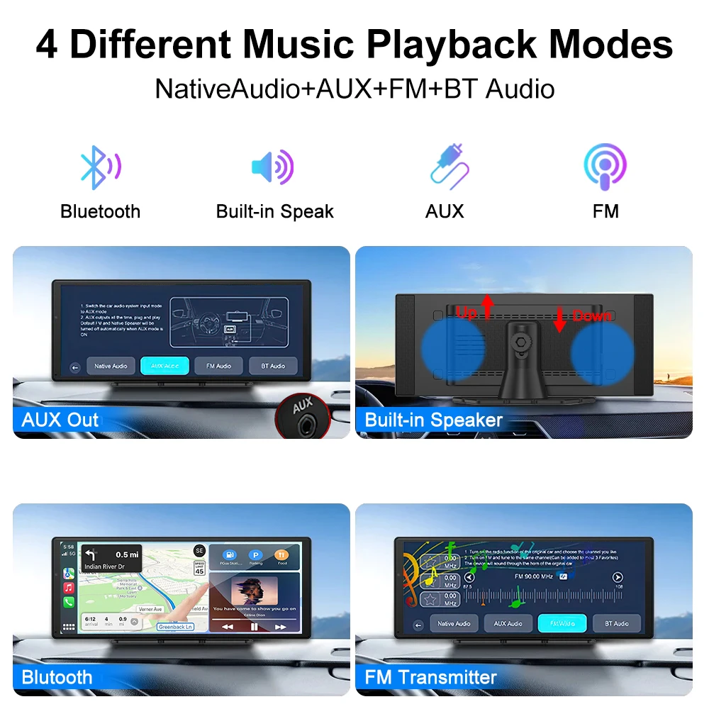 XIMA X10Plus Portable Wireless CarPlay and Android Auto Car Radio
