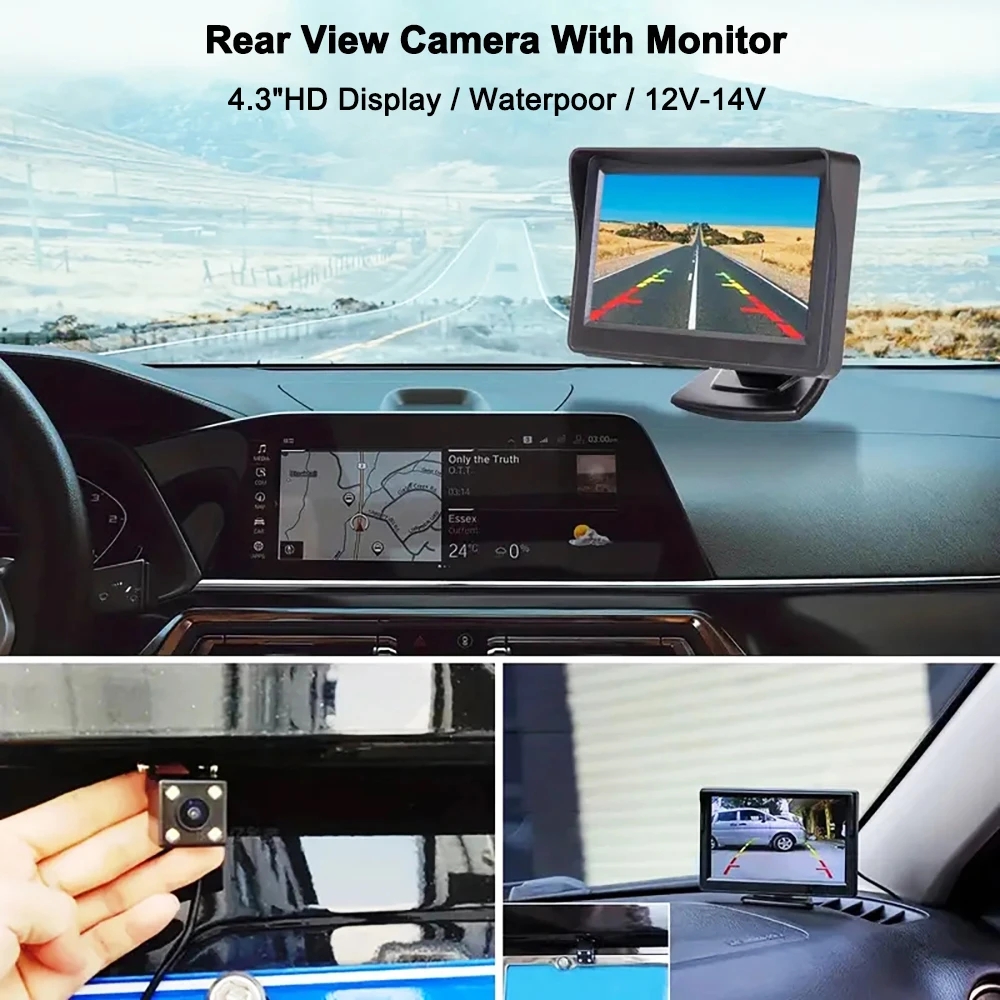 5-Inch HD Rear-View Monitor and Waterproof Reversing Camera Kit with Night Vision