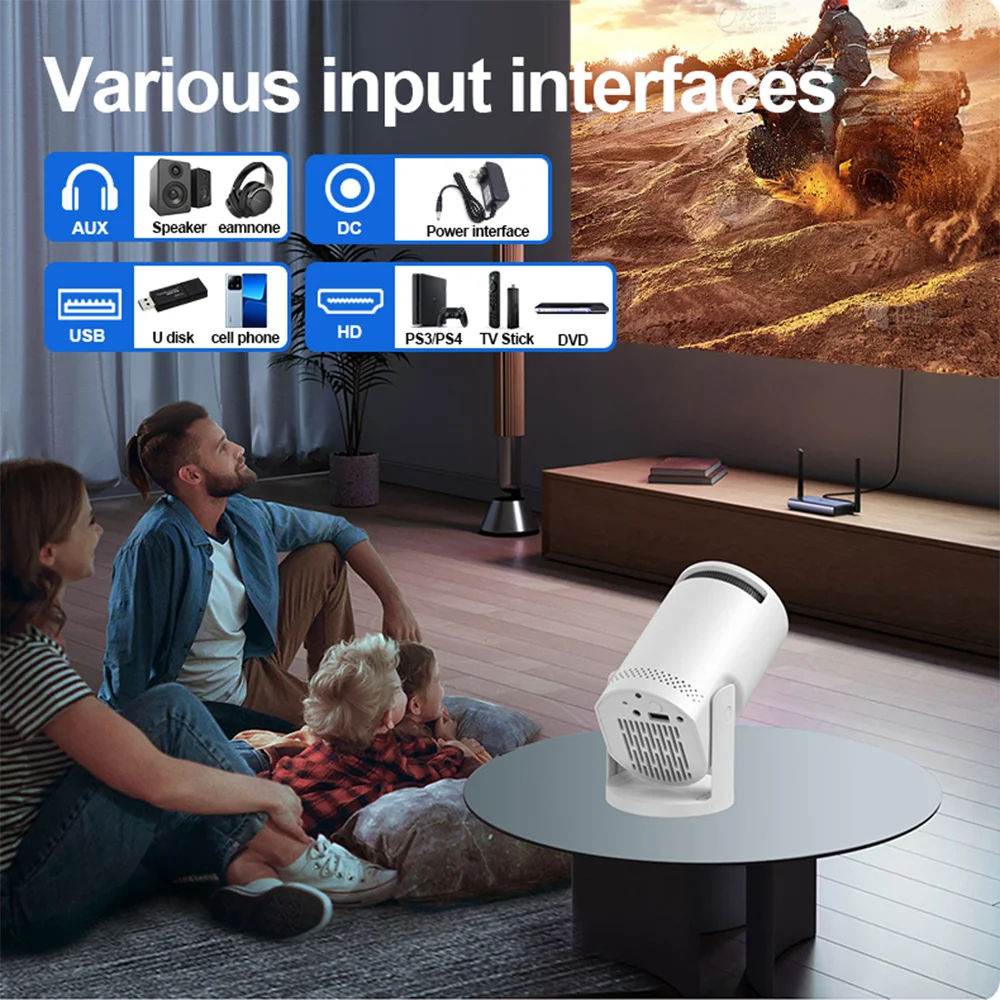 GerTong Wi-Fi 6 HD Smart Projector with Smartphone Mirroring