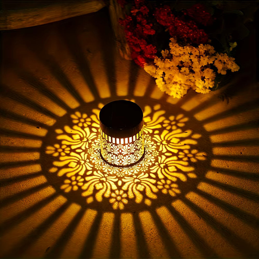 Solar Peony Hollow Metal Wall Light for Garden, Patio and Fence