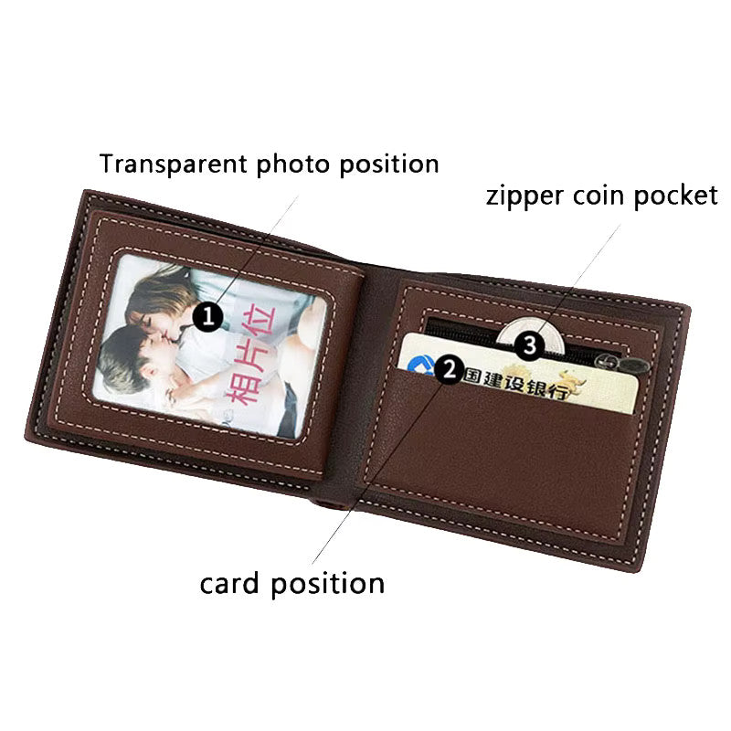 Men's Slim PU Leather Card Holder Wallet with Zip Coin Pocket and Money Clip