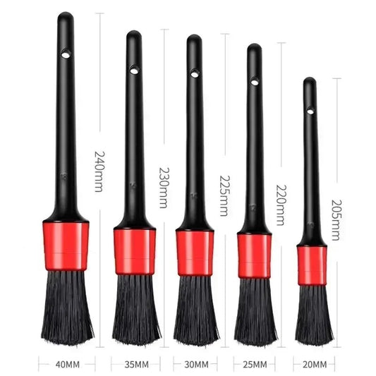 Zeno Car Detailing Brushes for Wheels, Engine, Emblems and Vents — 5 Piece Set