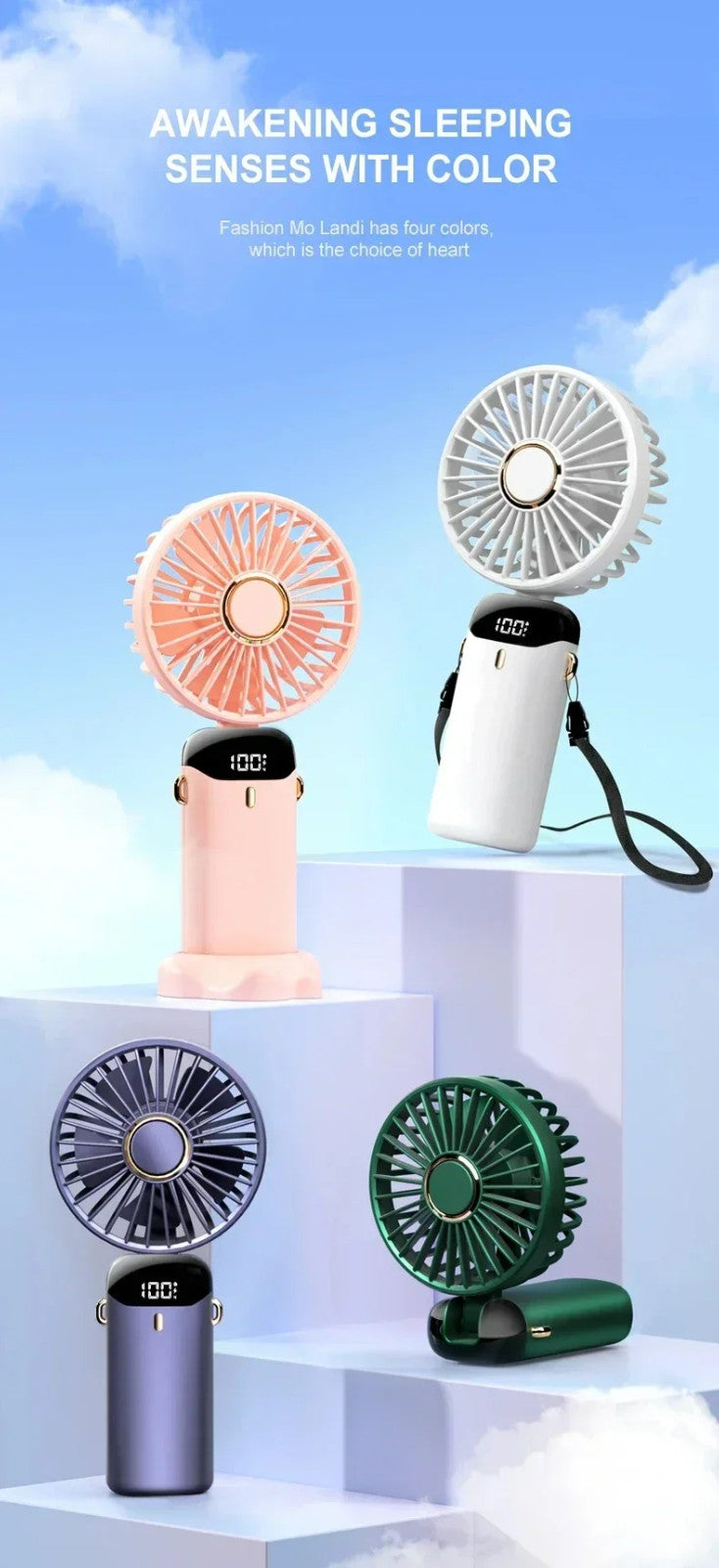 Mini Portable USB Rechargeable Folding Handheld Desk Fan
