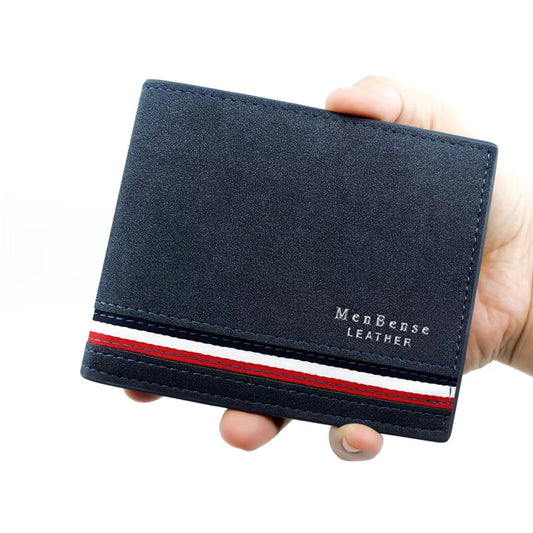 Men's Slim PU Leather Card Holder Wallet with Zip Coin Pocket and Money Clip