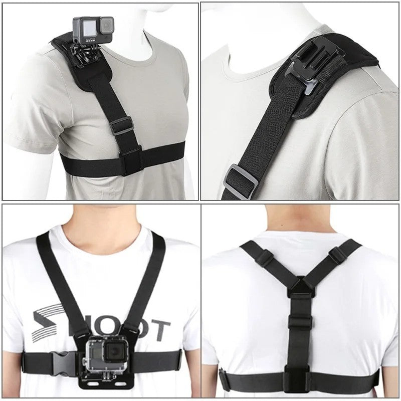DigiCharge Chest Harness for GoPro Hero 12/13/Max2 and DJI Osmo Action 5
