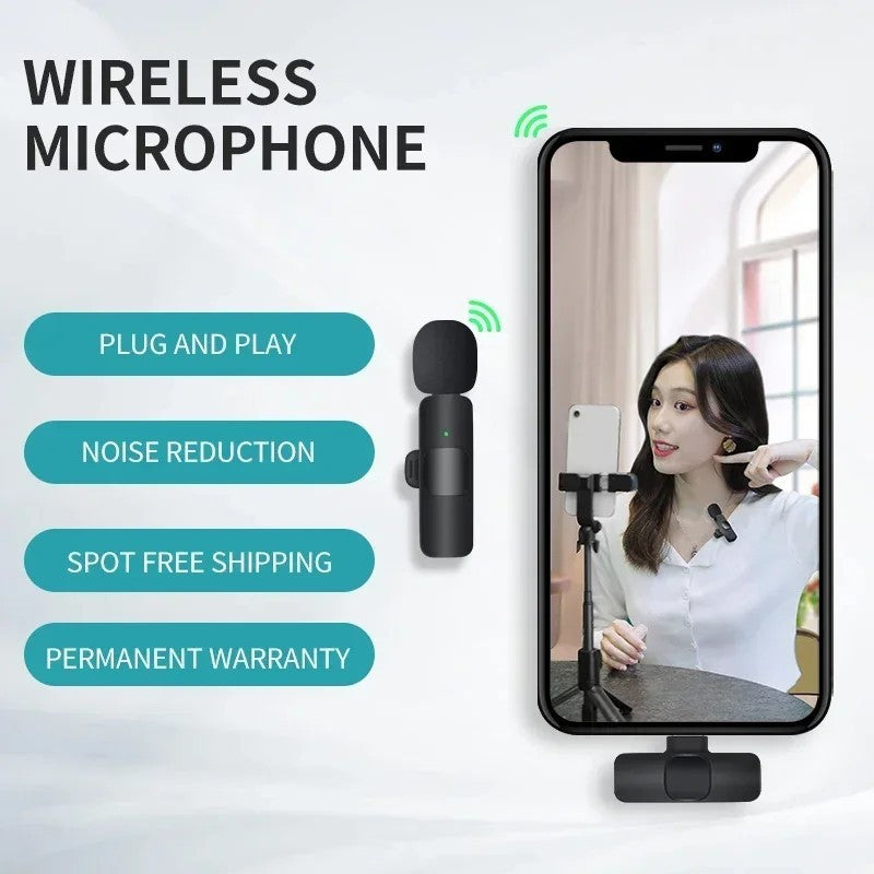 Basix Wireless Lavalier Clip Microphone for iPhone/Samsung Audio and Video