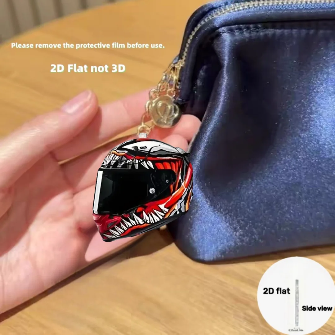 Vintage Motorcycle Helmet 2D Acrylic Keyring Pendant