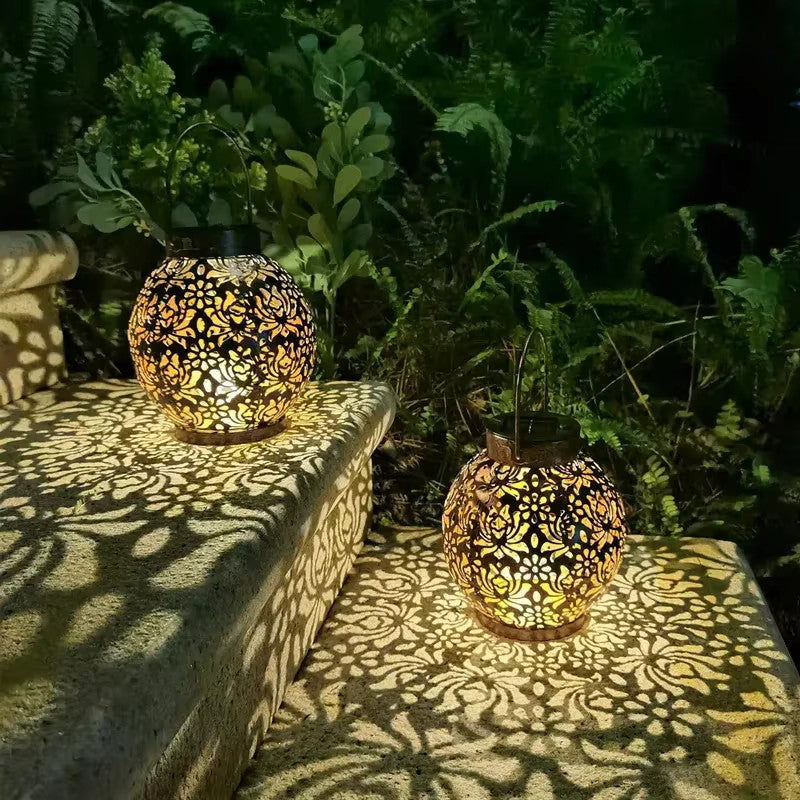 Waterproof Solar Metal Hanging Lantern with Garden Projection