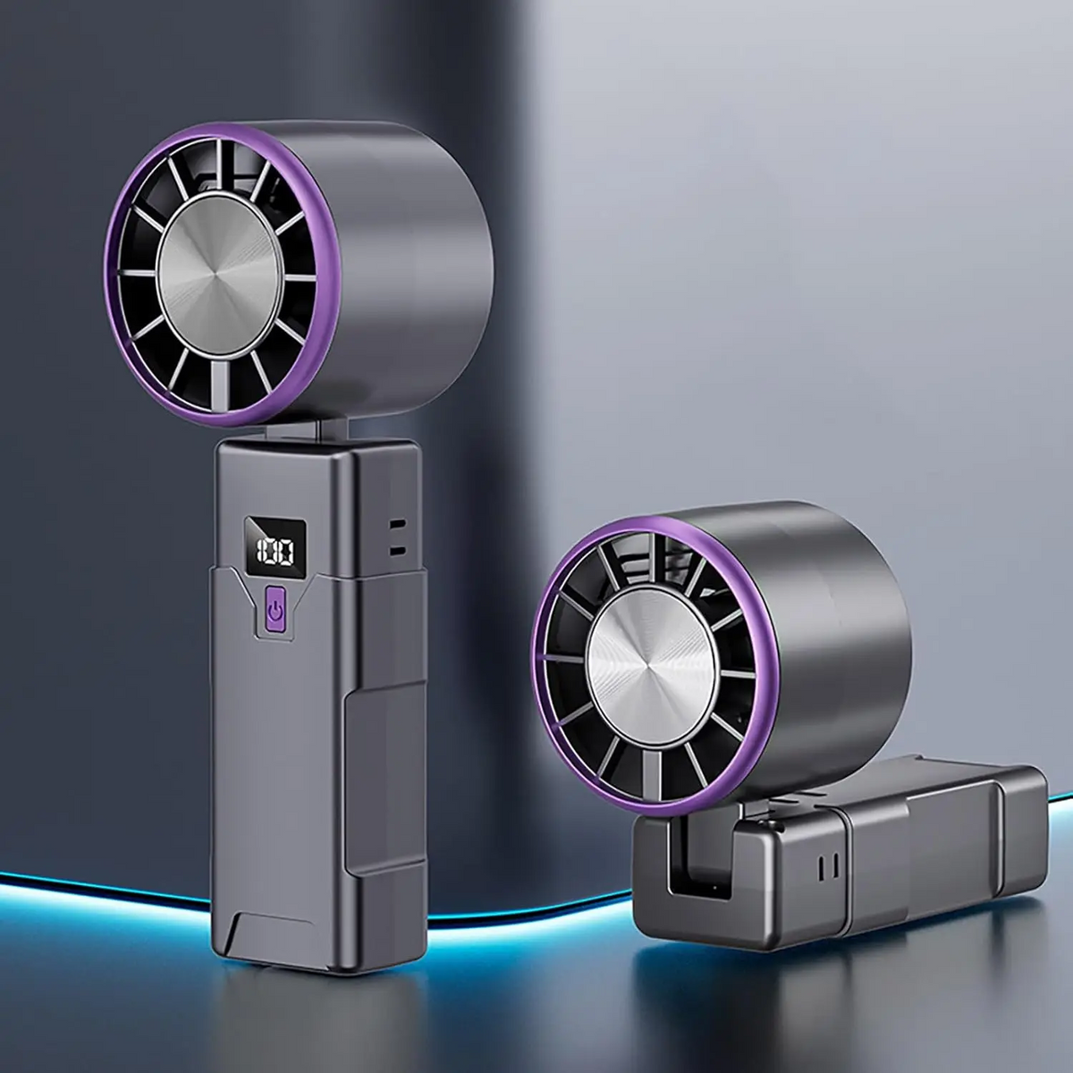 JPNPL USB Rechargeable Foldable Handheld/Desktop Fan with Real-Time Display