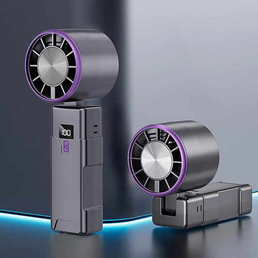 JPNPL USB Rechargeable Foldable Handheld/Desktop Fan with Real-Time Display