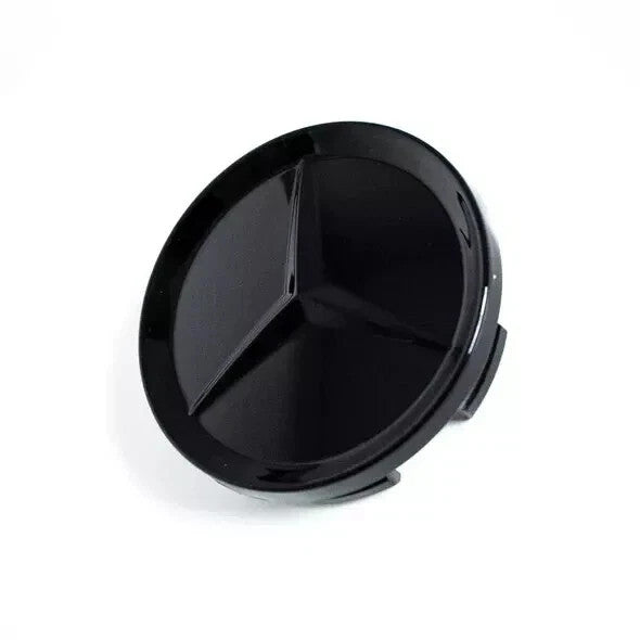 ZBS 75mm Gloss Black Mercedes Wheel Centre Caps A/B/C/E/S/M/AMG — Set of 4