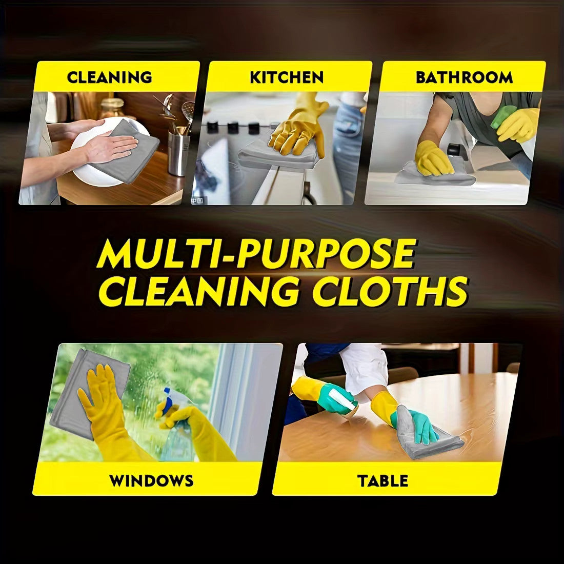 Lint-Free Absorbent Reusable Microfibre Cleaning Cloths for Car and Home