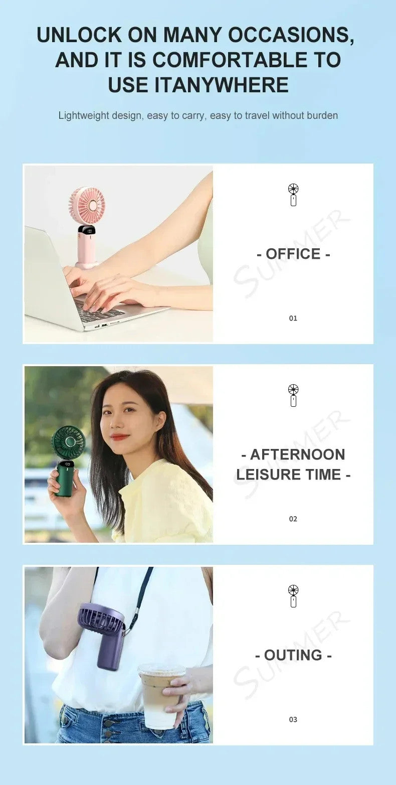 Mini Portable USB Rechargeable Folding Handheld Desk Fan