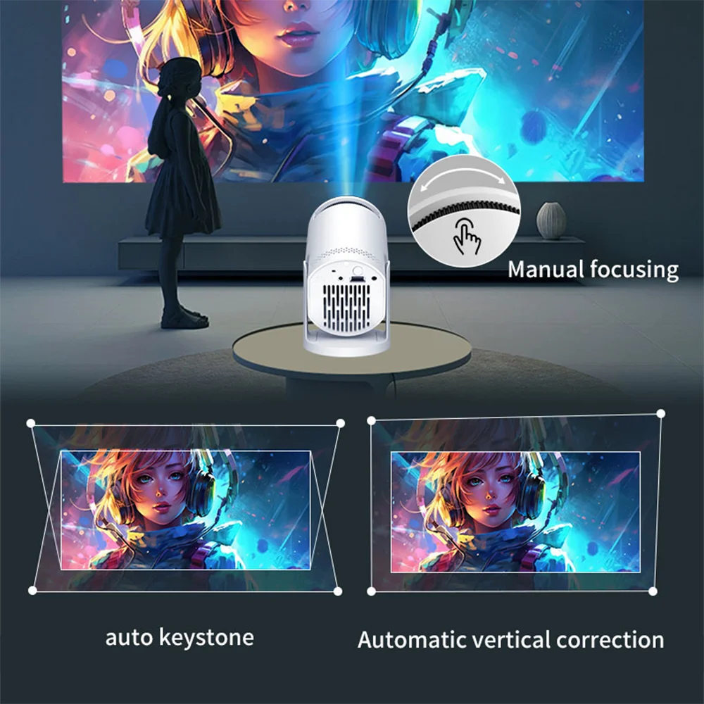 GerTong Wi-Fi 6 HD Smart Projector with Smartphone Mirroring
