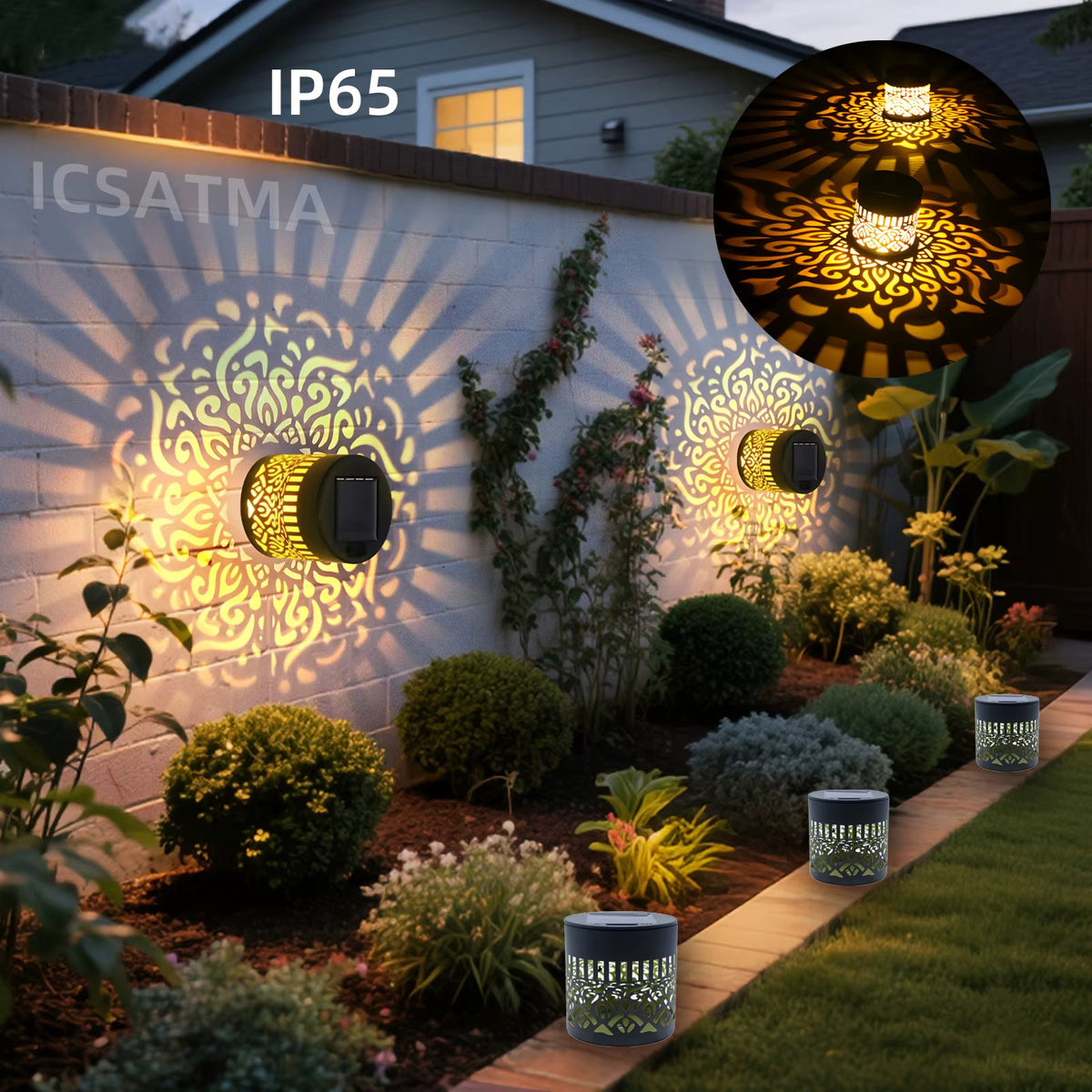 IP65 Solar LED Wall Light with Warm Light for Garden, Patio and Steps
