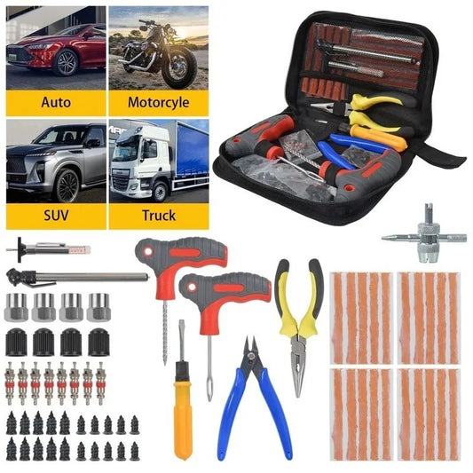 Tubeless Tyre Puncture Repair Plug Kit for Car, Van and Motorcycle