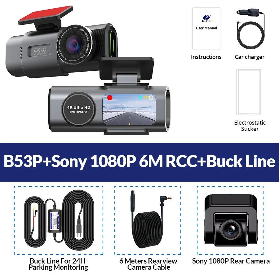 ZBS 4K UHD Wi-Fi GPS Dash Cam DVR with Night Vision