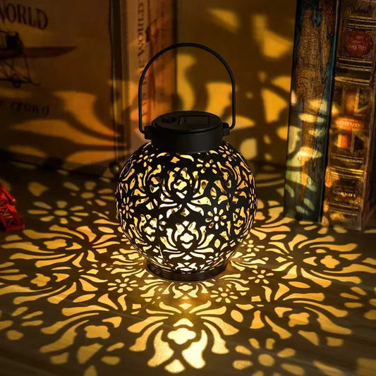 Waterproof Solar Metal Hanging Lantern with Garden Projection