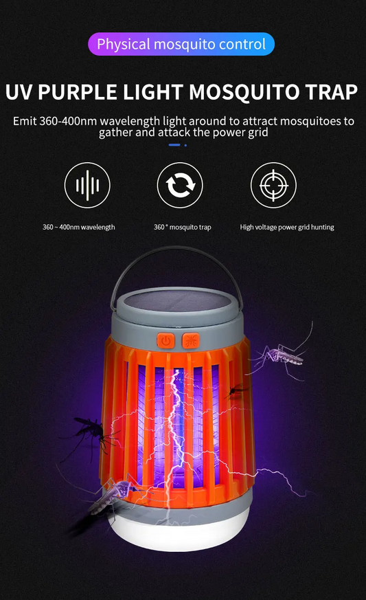 Esmarter Rechargeable UV Mosquito Killer Bug Zapper with Solar Charging
