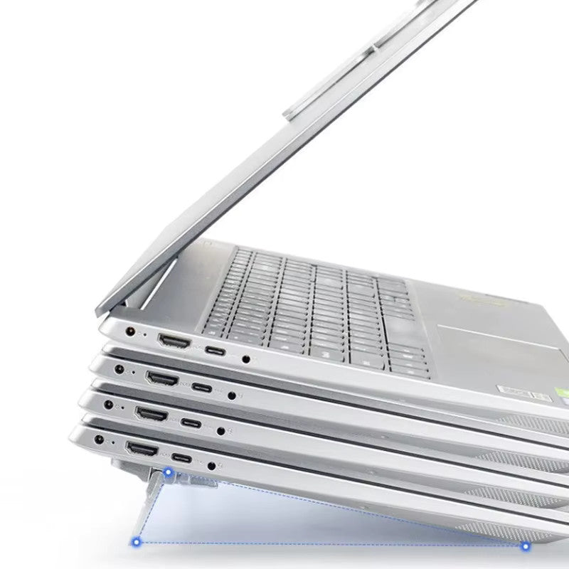 Adjustable Foldable Invisible Mini Laptop and Keyboard Risers — Twin Pack