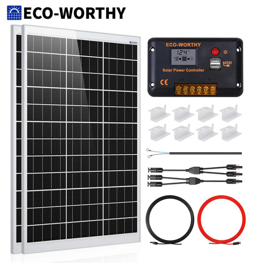 Eco-Worthy 12V 240W Solar Panel Battery Charger Kit for Caravans/Motorhomes