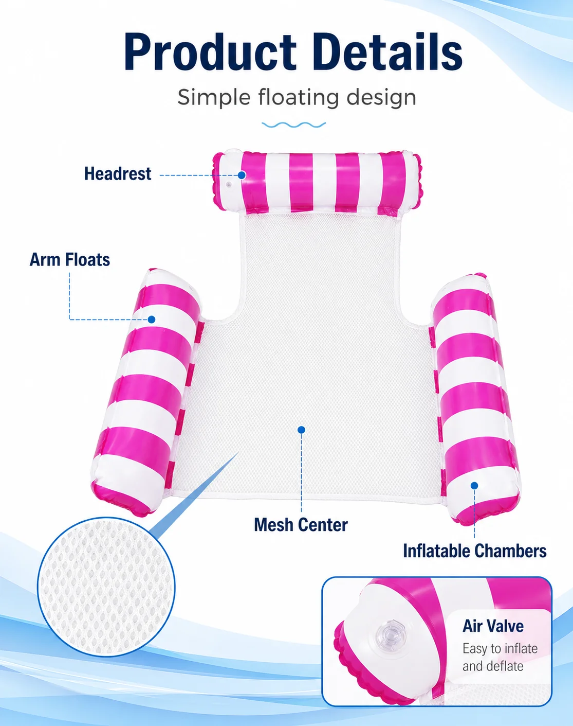 Crystals Inflatable Floating Water Hammock Pool Chairs — Twin Pack