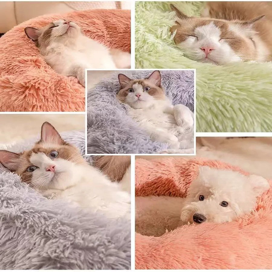Cardys XL Washable Calming Donut Plush Dog and Cat Bed
