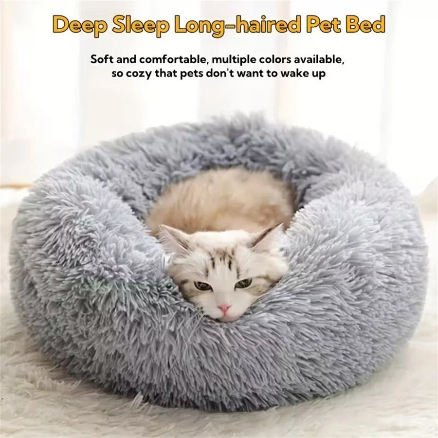 Cardys XL Washable Calming Donut Plush Dog and Cat Bed