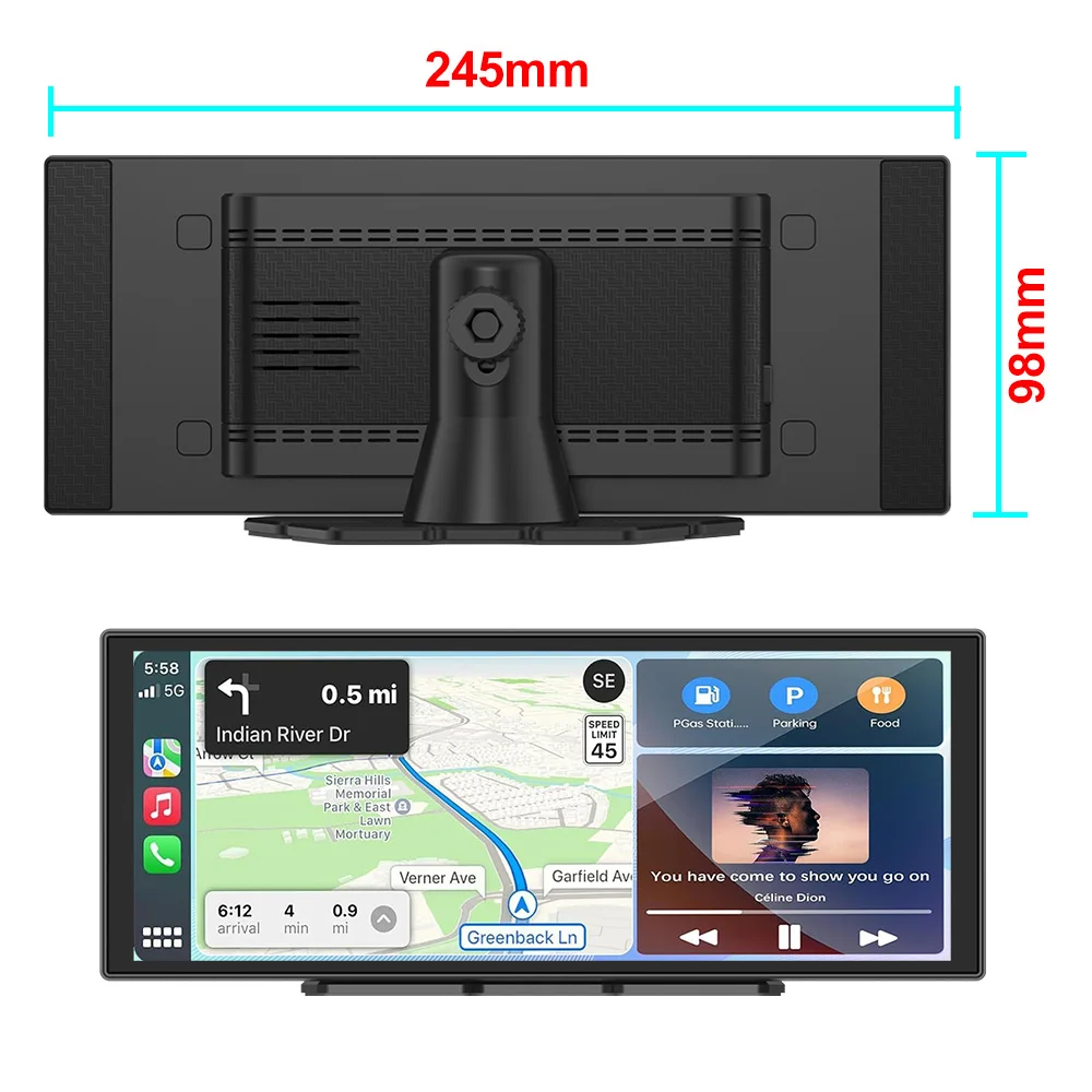 XIMA X10Plus Portable Wireless CarPlay and Android Auto Car Radio