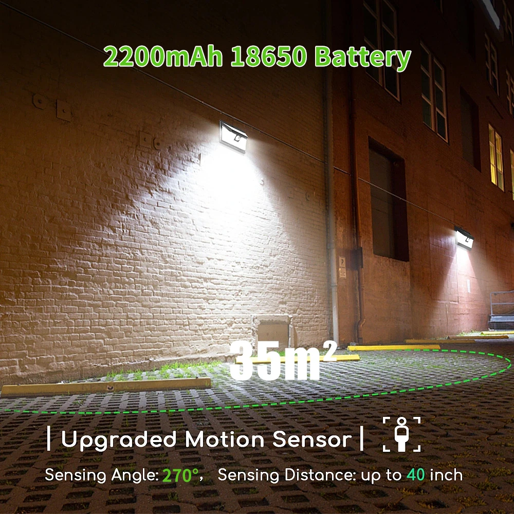 100-LED Solar PIR Motion Sensor Outdoor Wall Lights — Set of 4