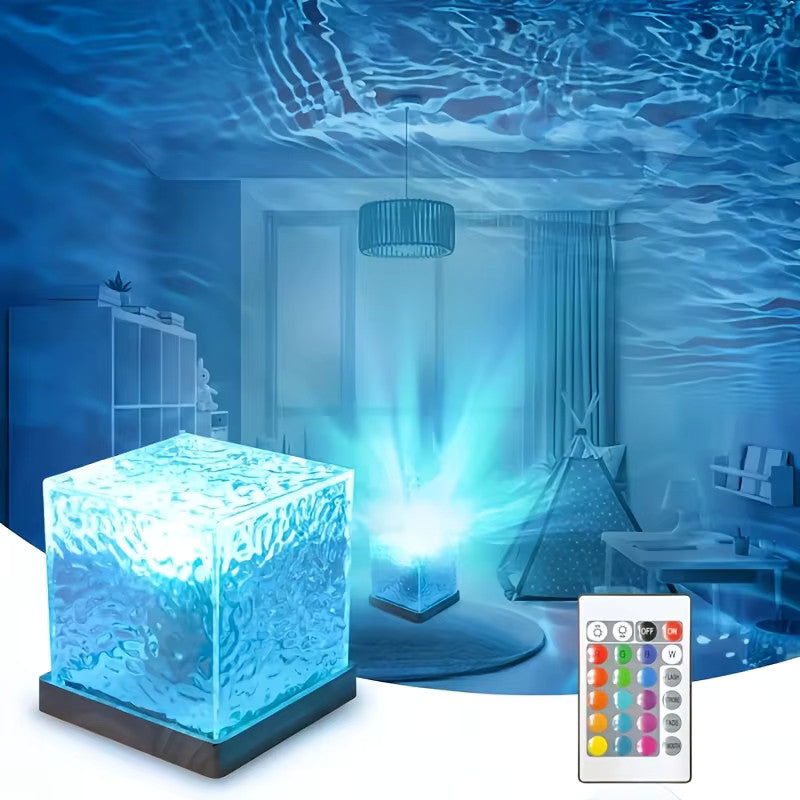 Aurora Ocean Wave USB LED Projector Night Light, 16 Colours with Remote