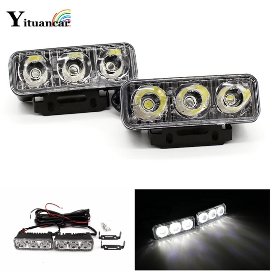 ZBS Universal 12V White LED Daytime Running/Fog Lights — Twin Pack