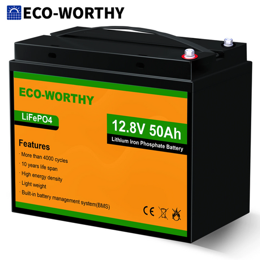 Eco-Worthy 12V LiFePO4 Leisure Battery 30/50/100/300Ah for Motorhomes/Caravans/Vans