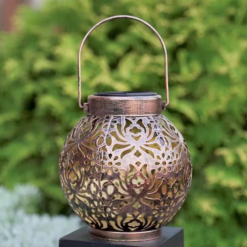 Waterproof Solar Metal Hanging Lantern with Garden Projection