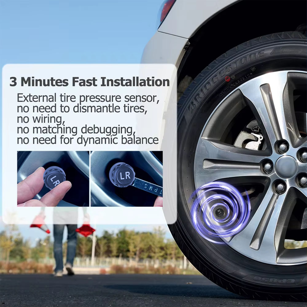 Leepee Wireless Cigarette-Lighter TPMS Tyre Pressure Alarm Sensors