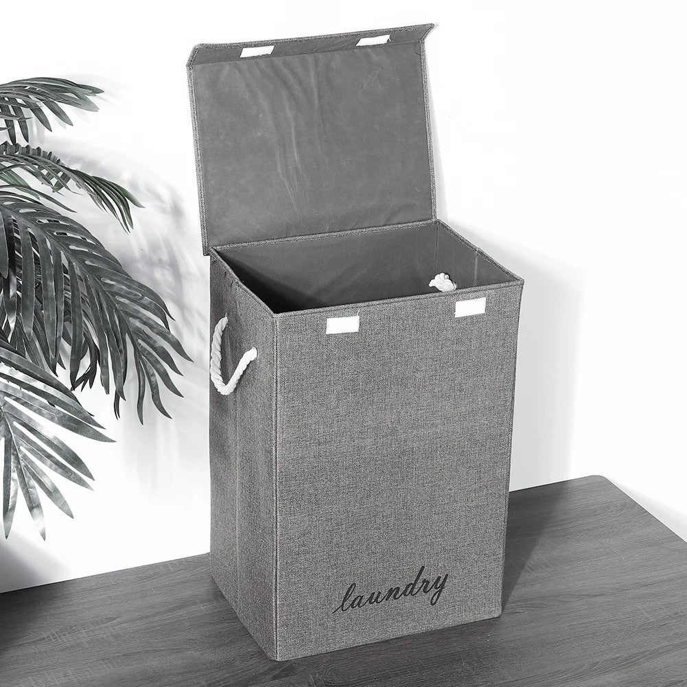72L Folding Laundry Basket with Lid and Storage Bag